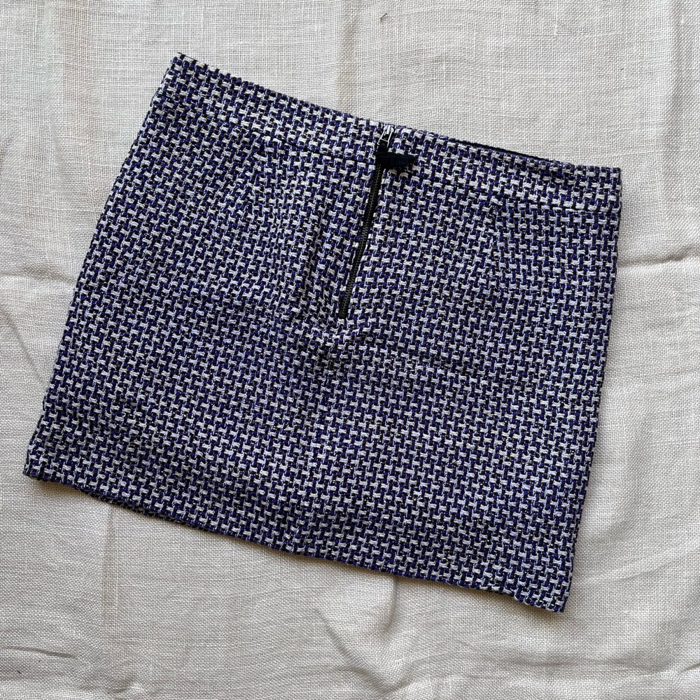 Royal Blue and White Tweed Skirt - Picture 2 of 8